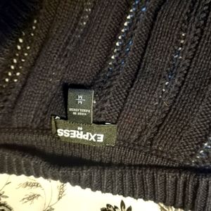 Express, Button Down Sweater, Size M, Knitted, All Black